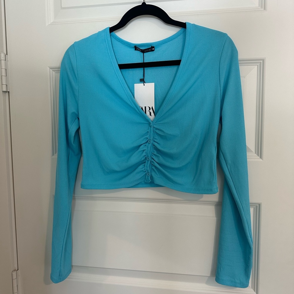 NWT Zara Long Sleeve Crop Top - Picture 1 of 3